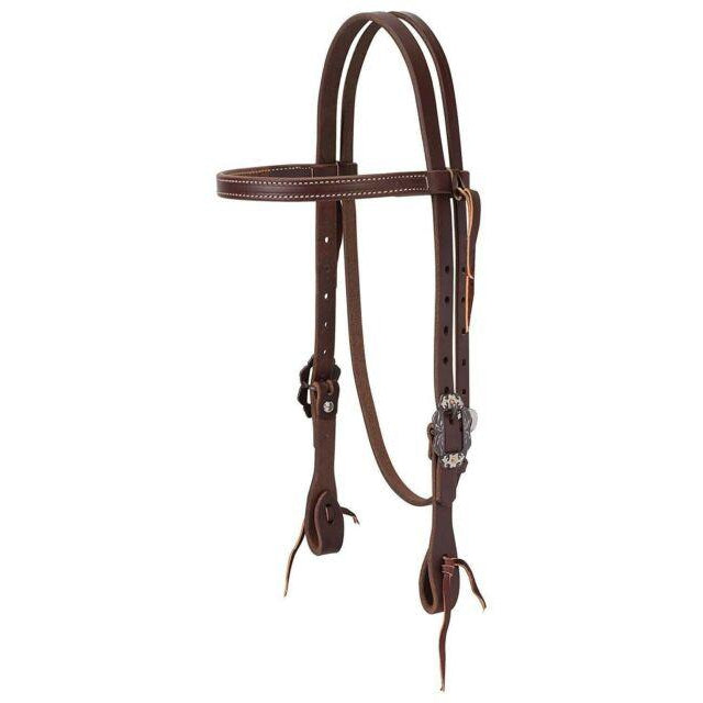 Weaver Working Tack Straight Browband Headstall with Buffed Brown Iron Hardware, Average - Irvine Tack & Western Wear