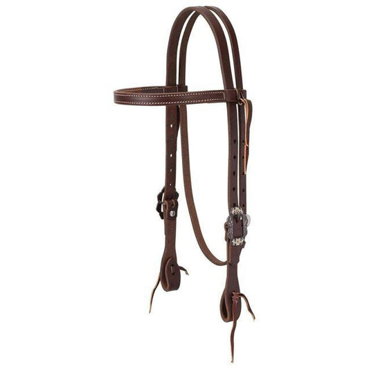 Weaver Working Tack Straight Browband Headstall with Buffed Brown Iron Hardware, Average - Irvine Tack & Western Wear