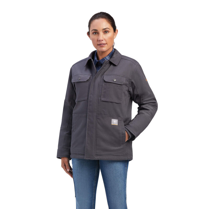 Ariat Womens Rebar Duracanvas Sherpa Lined Coat - Rebar Grey