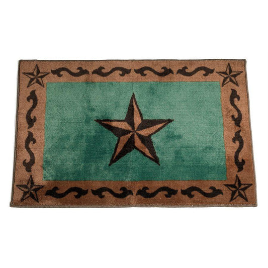 HiEnd Accents Turquoise Accent Rug - Emblazoned w/Western Stars and Scrolls