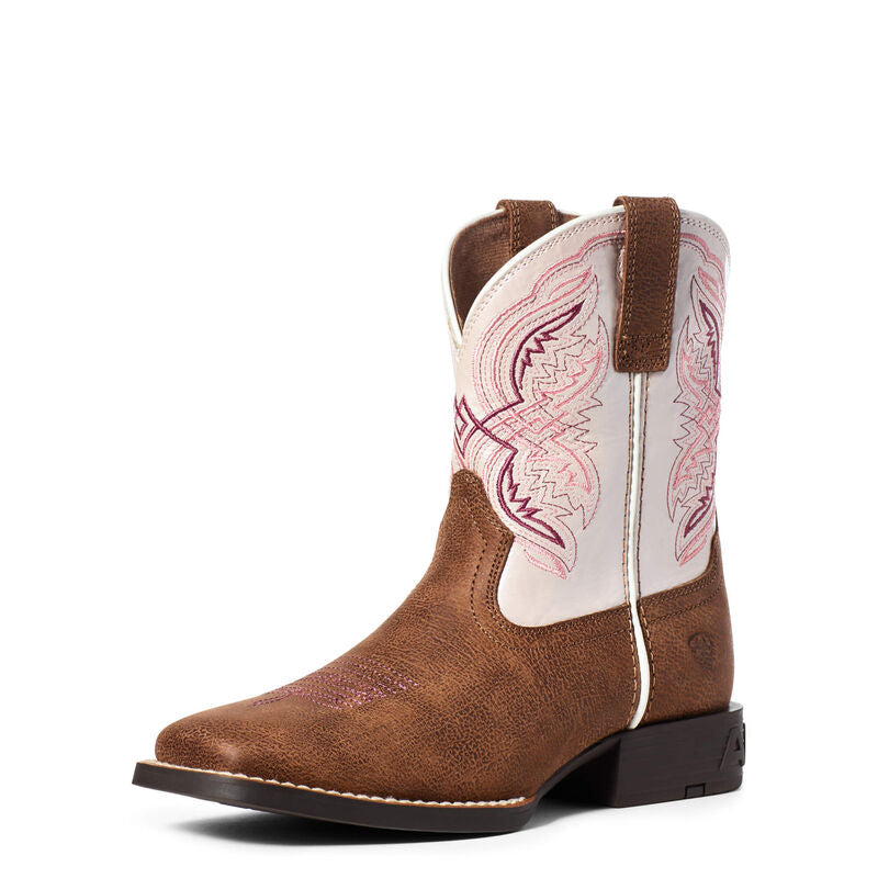 Ariat Girls Youth Double Kicker Western Boots - Adobe Tan