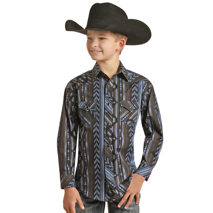 Rock & Roll LS Aztec Stripe Snap Shirt