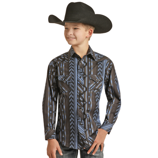 Rock & Roll LS Aztec Stripe Snap Shirt