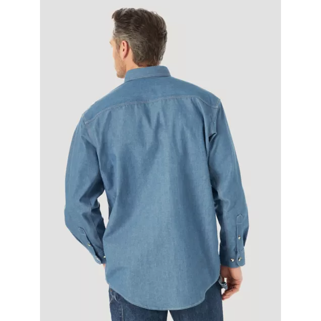 Wrangler FR Flame Resistant LS Work Shirt - Blue Chambray