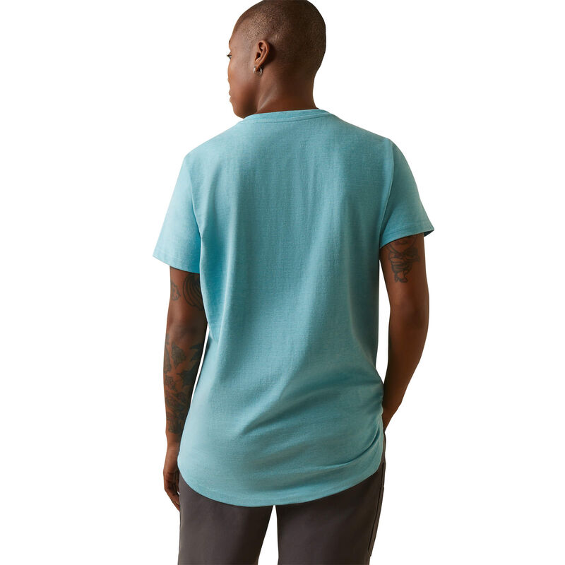 Ariat Womens Rebar Cotton Strong V-Neck Top - Bachelor Button Blue