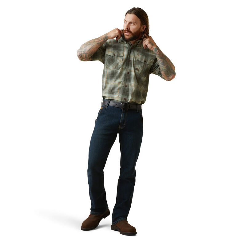 Ariat Mens Rebar Made Tough DuraStretch Work Shirt - Silt Green Plaid