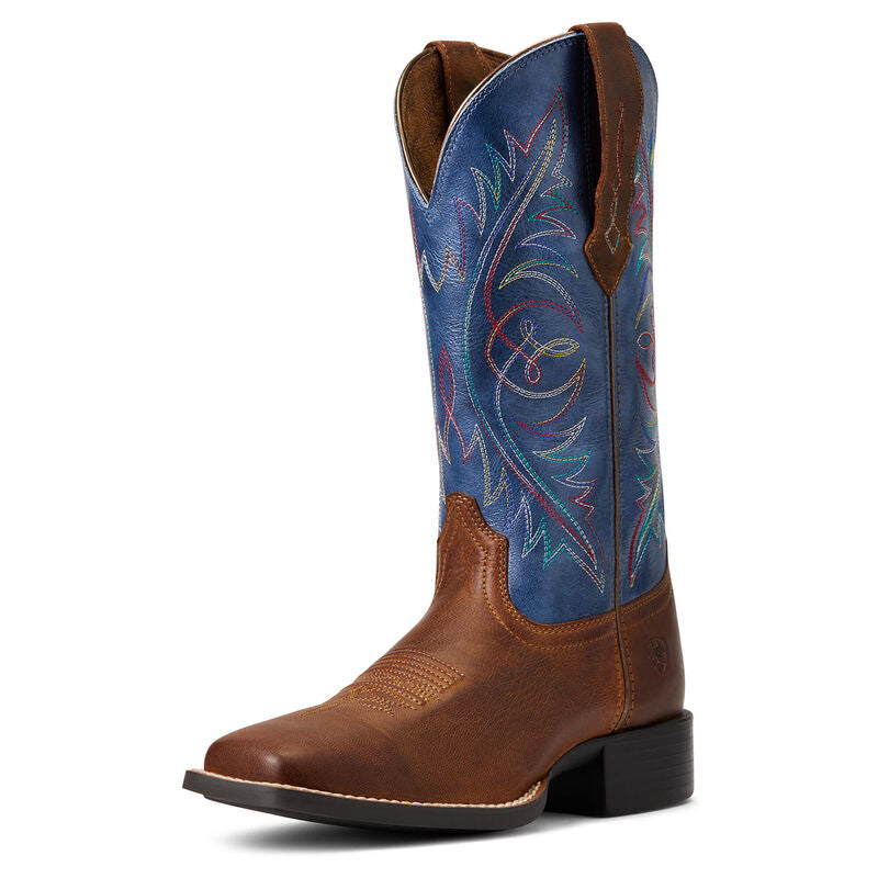 **Ariat Womens Round UP West Stretchfit Western Boots - Sassy Brown *FINAL SALE* - Irvine Tack & Western Wear