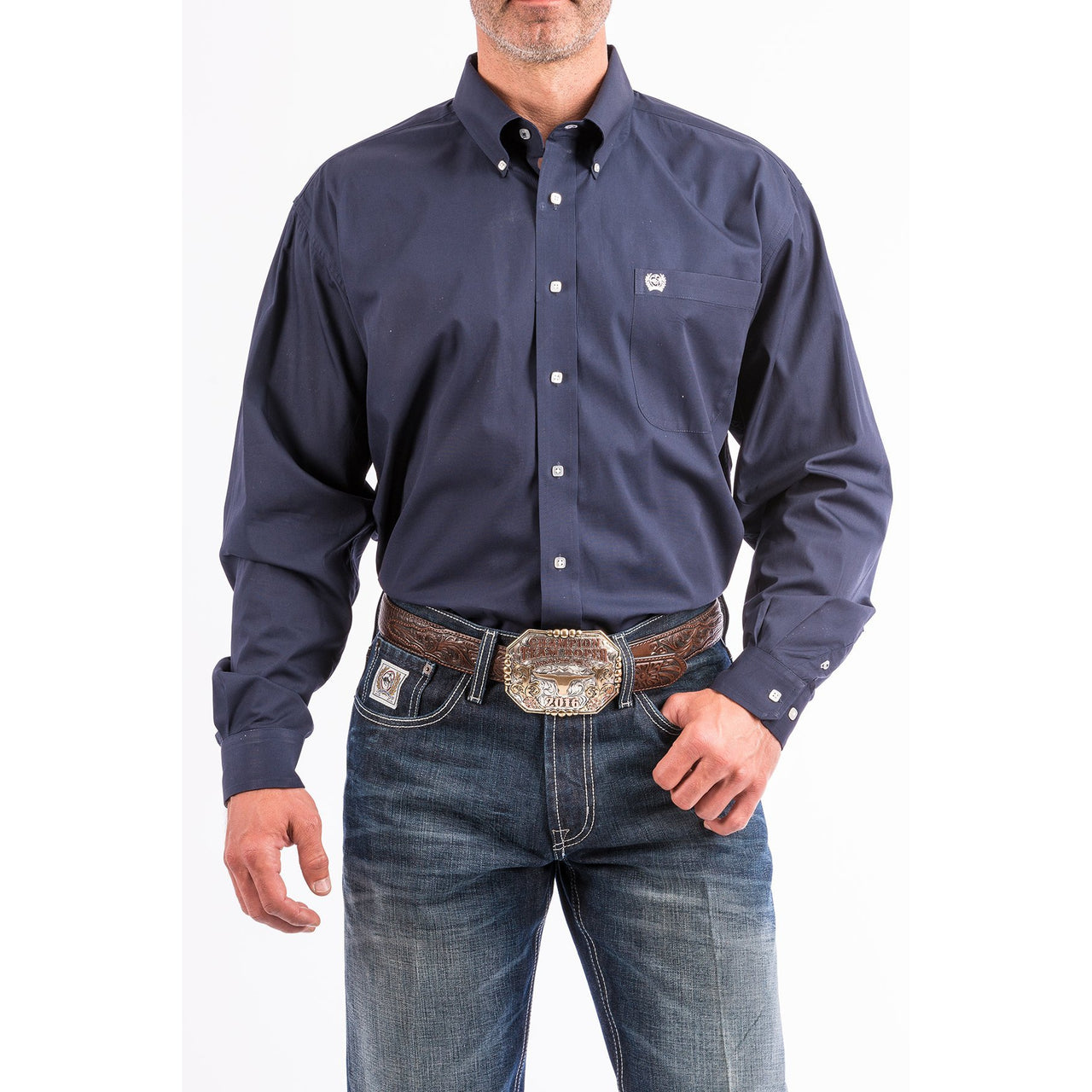 Cinch Men's Classic Fit Solid Button-Down Shirt - Navy