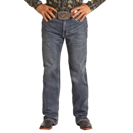Rock & Roll Mens Vintage '46 Dale Brisby Relaxed Fit Stretch Straight Bootcut Jeans - Medium Vintage