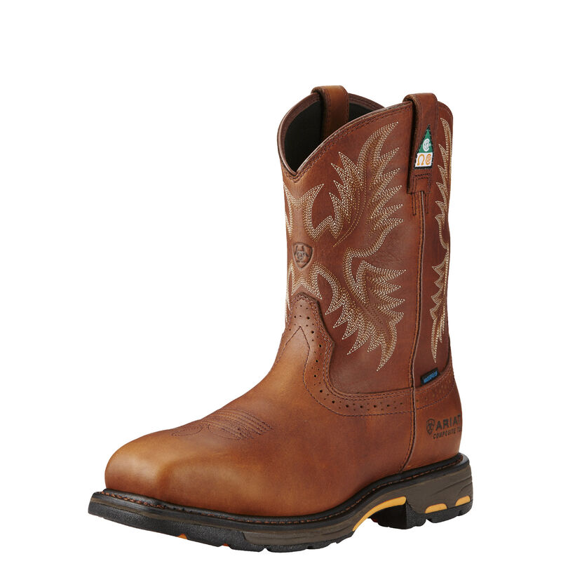Ariat Mens WorkHog Wide Square Toe CSA Waterproof Composite Toe Work Boots - Dark Copper