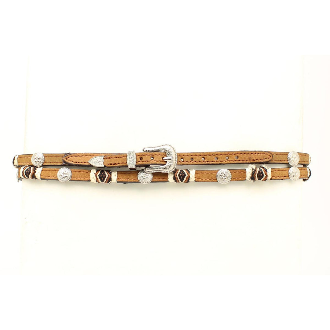 M&amp;F Concho Rawhide Hat Band - Brown