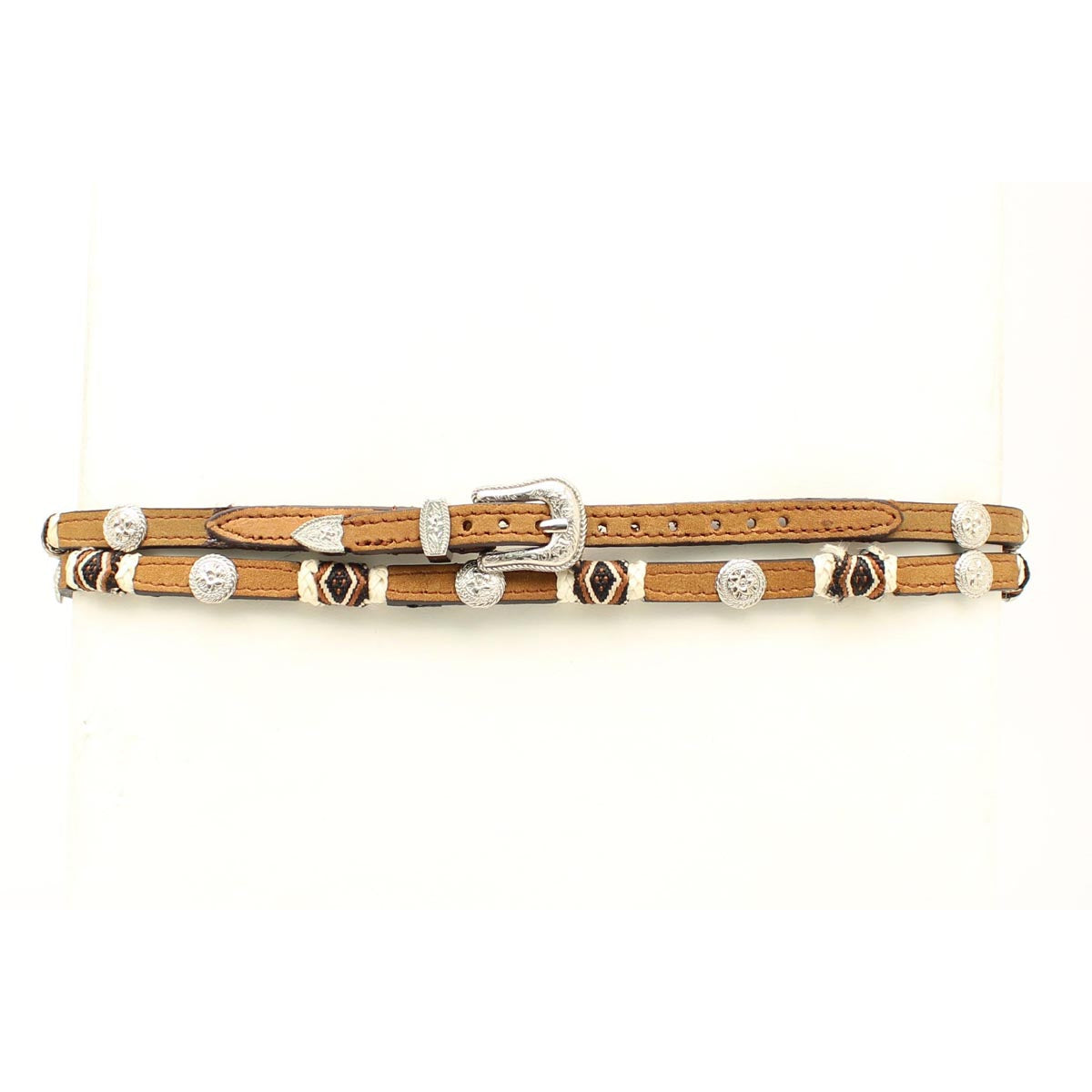 M&F Concho Rawhide Hat Band - Brown