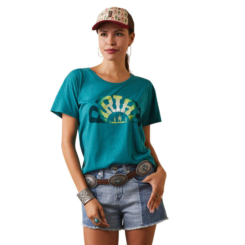 Ariat Womens Rainbow T-Shirt - Teal Green Heather