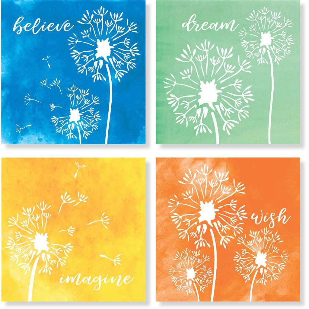 Coaster 4" Sq 4 PC Dandelion