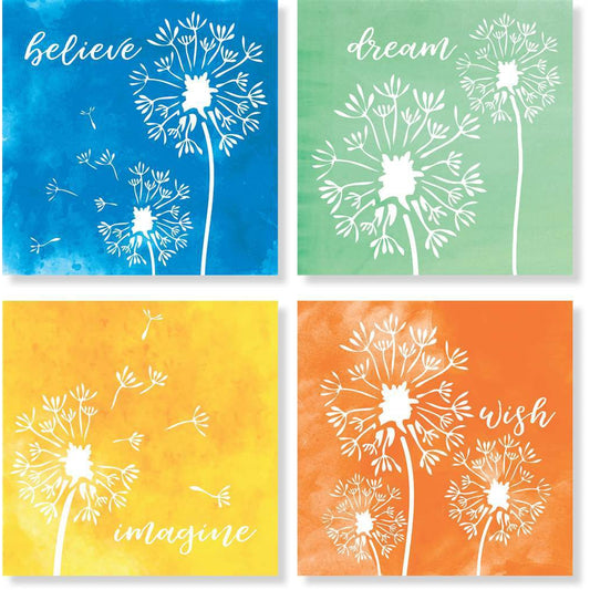 Coaster 4" Sq 4 PC Dandelion