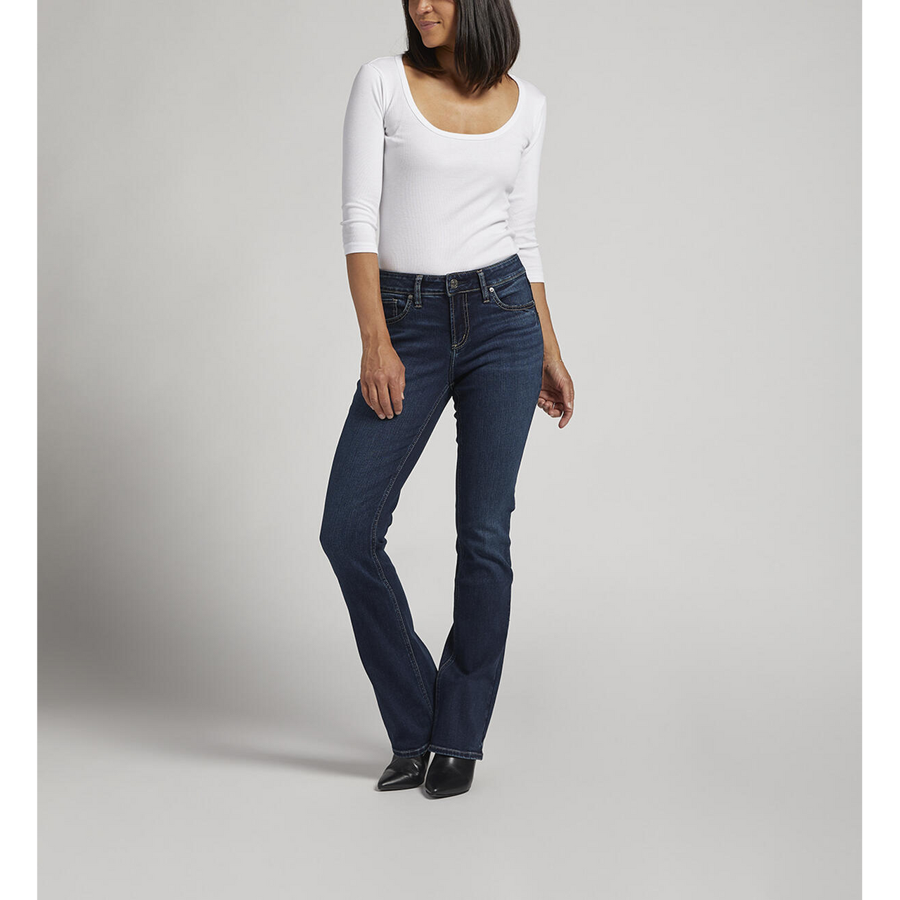 Silver Womens Elyse Mid Rise Slim Boocut Jeans