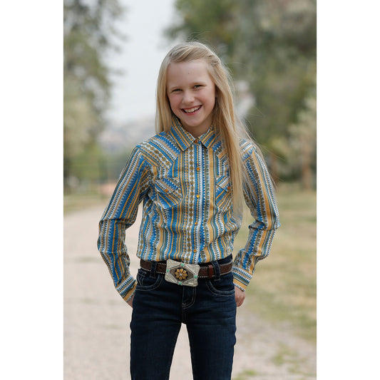 Cruel Girl Girls LS Print Western Shirt